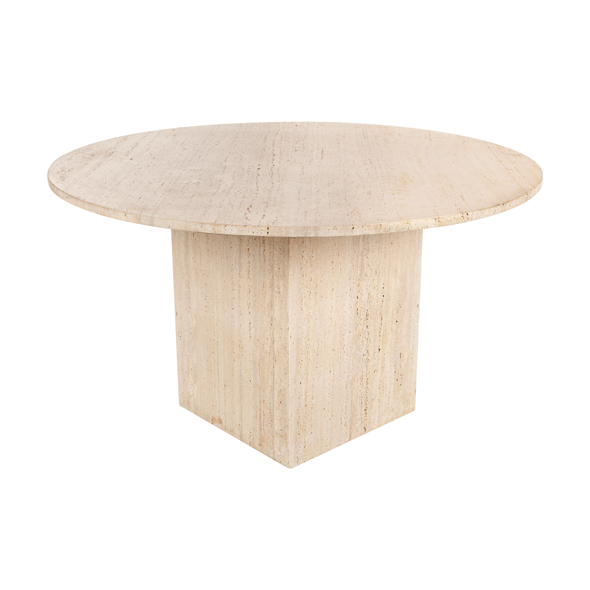 Tampo e Base Cubo Mármore Travertino Bege