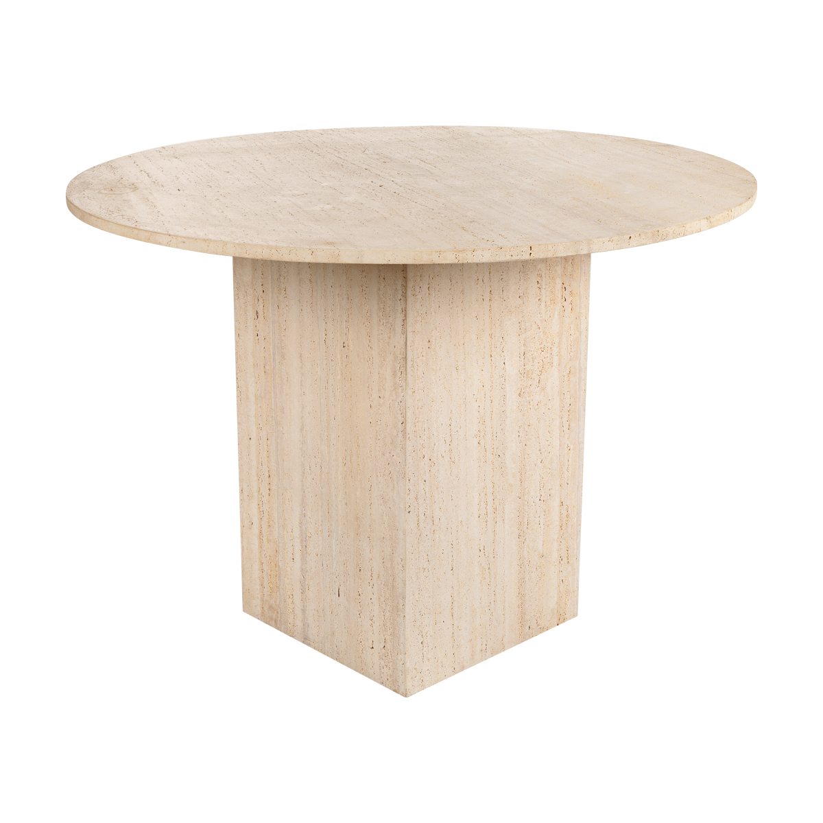 Tampo e Base Cubo Mármore Travertino Bege