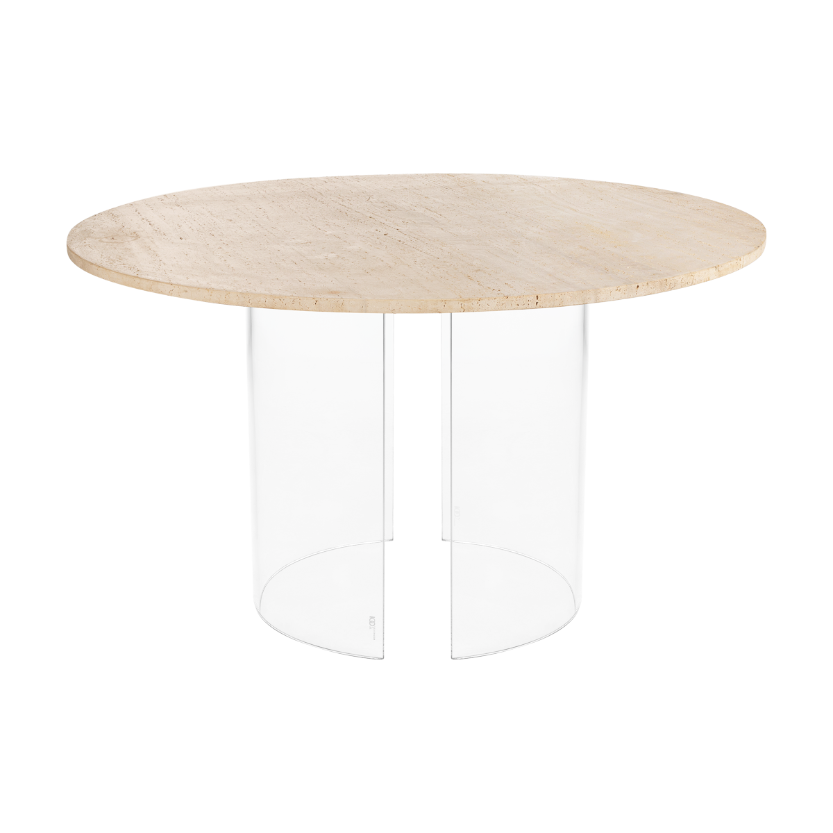 Tampo Mármore Travertino Bege com Base Curva Cristal