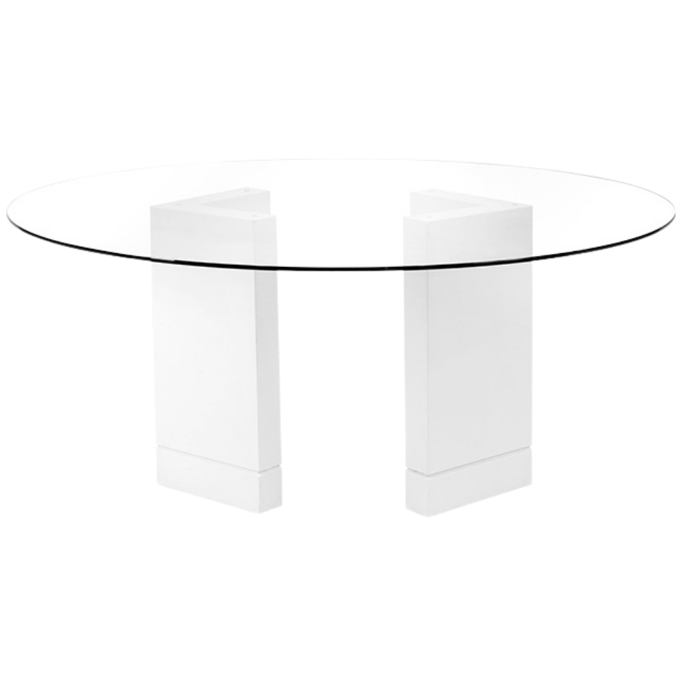 Tampo de Vidro Transparente com Base Elle Branca