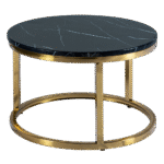 Mesa Dubai Centro Ouro com Tampo Mármore Preto - Pequena