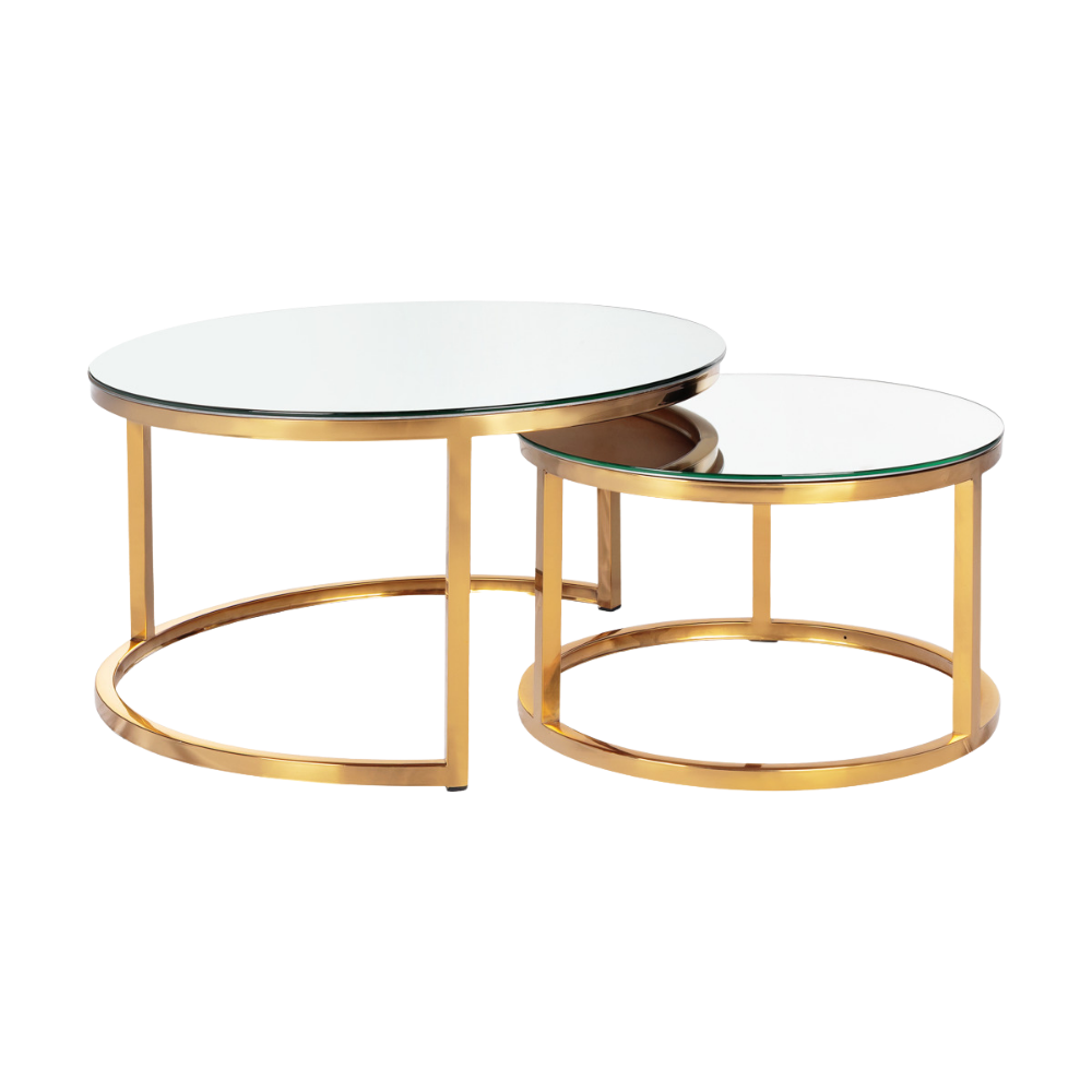 Mesa Dubai Centro Ouro com Tampo Espelho - Conjunto