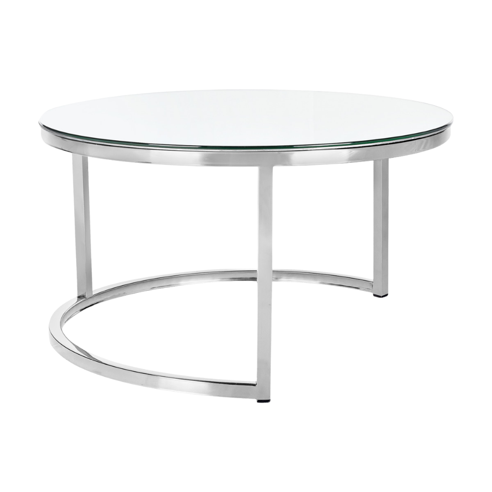Mesa Dubai Centro Prata com Tampo Espelho -  Grande