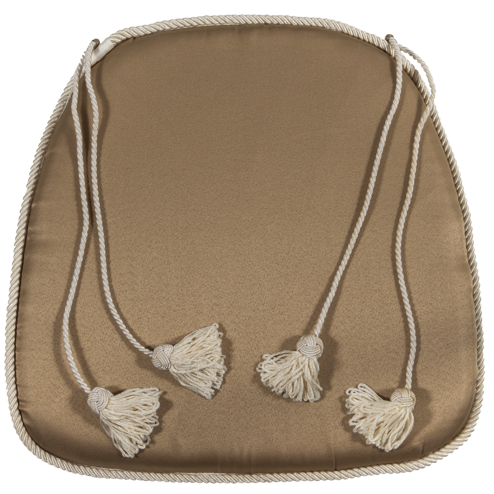 Capa Assento Cetim Dourado(a) Com Pingente Cru (Cadeira Itália)