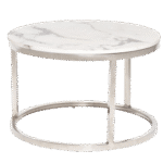 Mesa Dubai Centro Prata com Tampo Mármore Branco - Pequena