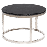 Mesa Dubai Centro Prata com Tampo Mármore Preto -  Pequena