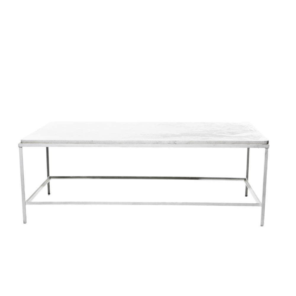 Mesa Ferro Branco Centro com Tampo Mármore Branco