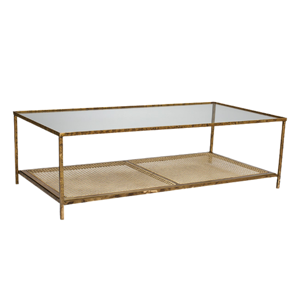 Mesa Ferro Ouro Velho Centro com Palha Inferior Ouro Velho