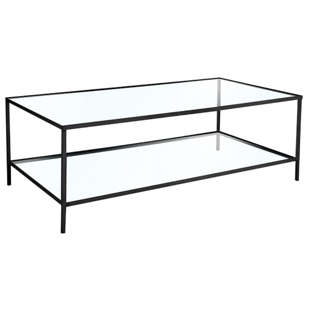 Mesa Ferro Preto Centro com Vidro