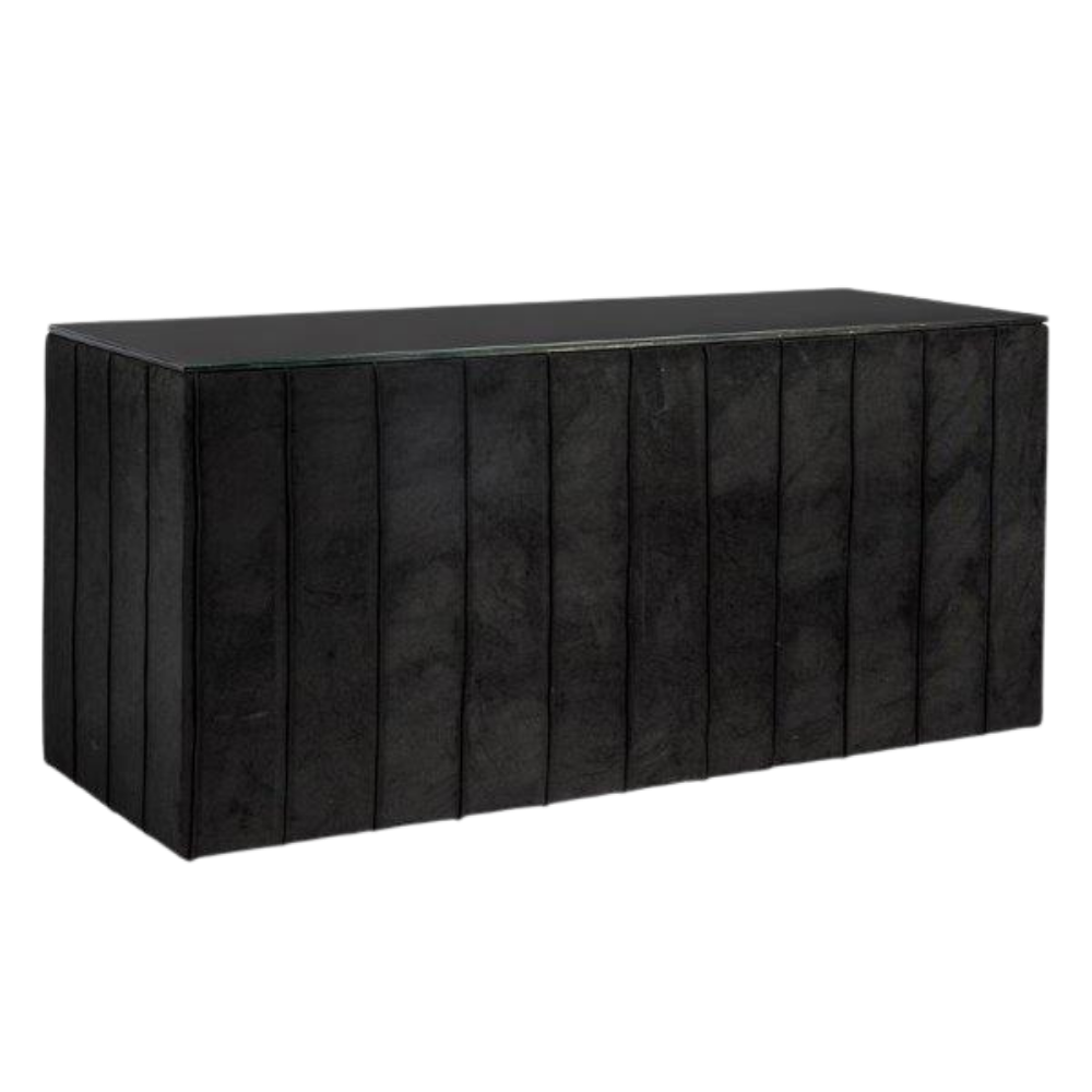 Balcão com Vivo e Tampo de Vidro Preto