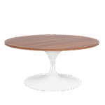 Mesa Saarinen Centro Branca com Tampo Madeira