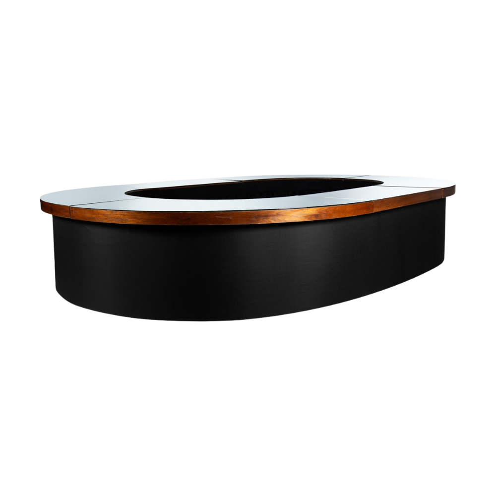 Balcão/Bar Oval para Revestir com Tampo Espelho e Borda de 10cm em Madeira
