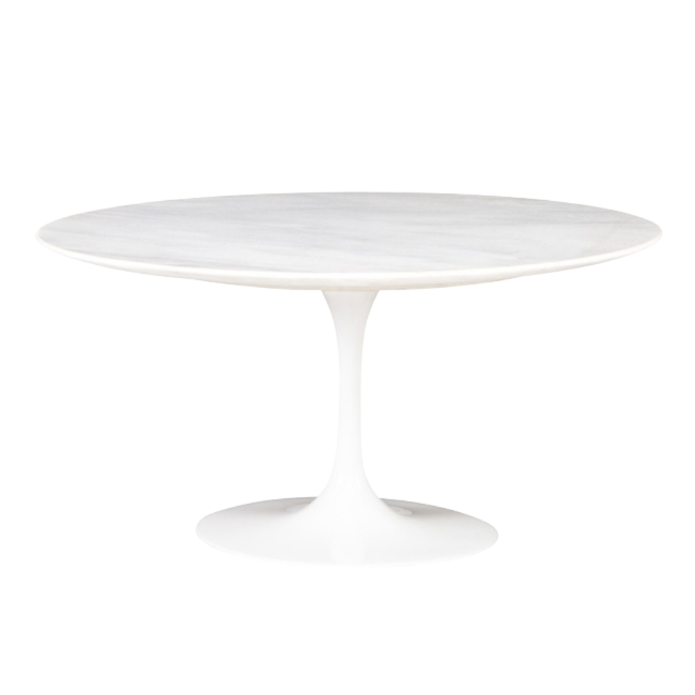 Mesa Saarinen Centro Branca com Tampo Mármore Branco