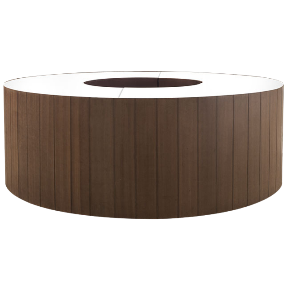 Bar Madeira Ripada Redondo com Tampo Acrílico