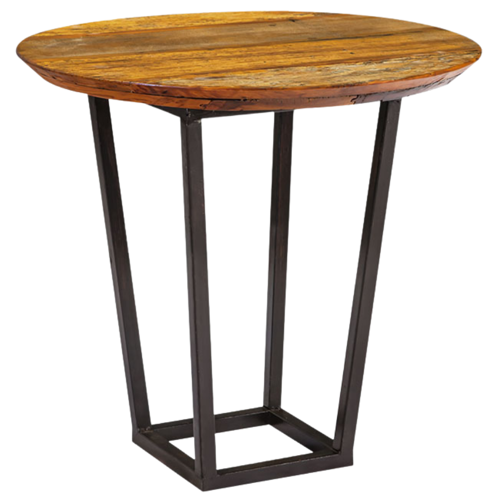 Base Trapézio Ferro Envelhecido com Tampo Madeira Demolição