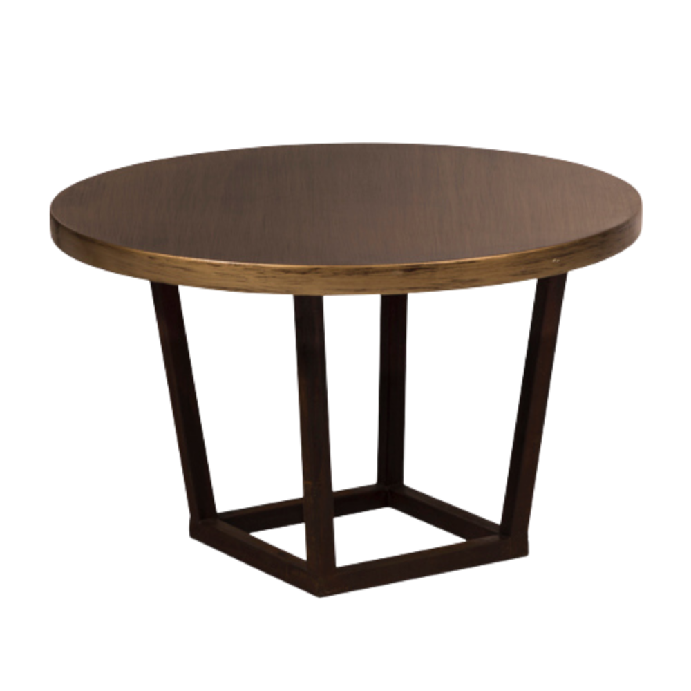 Base Trapézio Ferro Envelhecido com Tampo Madeira Natural