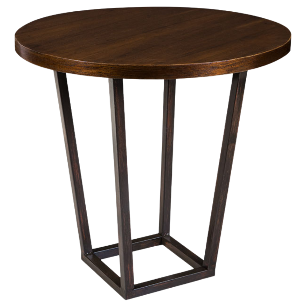 Base Trapézio Ferro Envelhecido com Tampo Madeira Natural