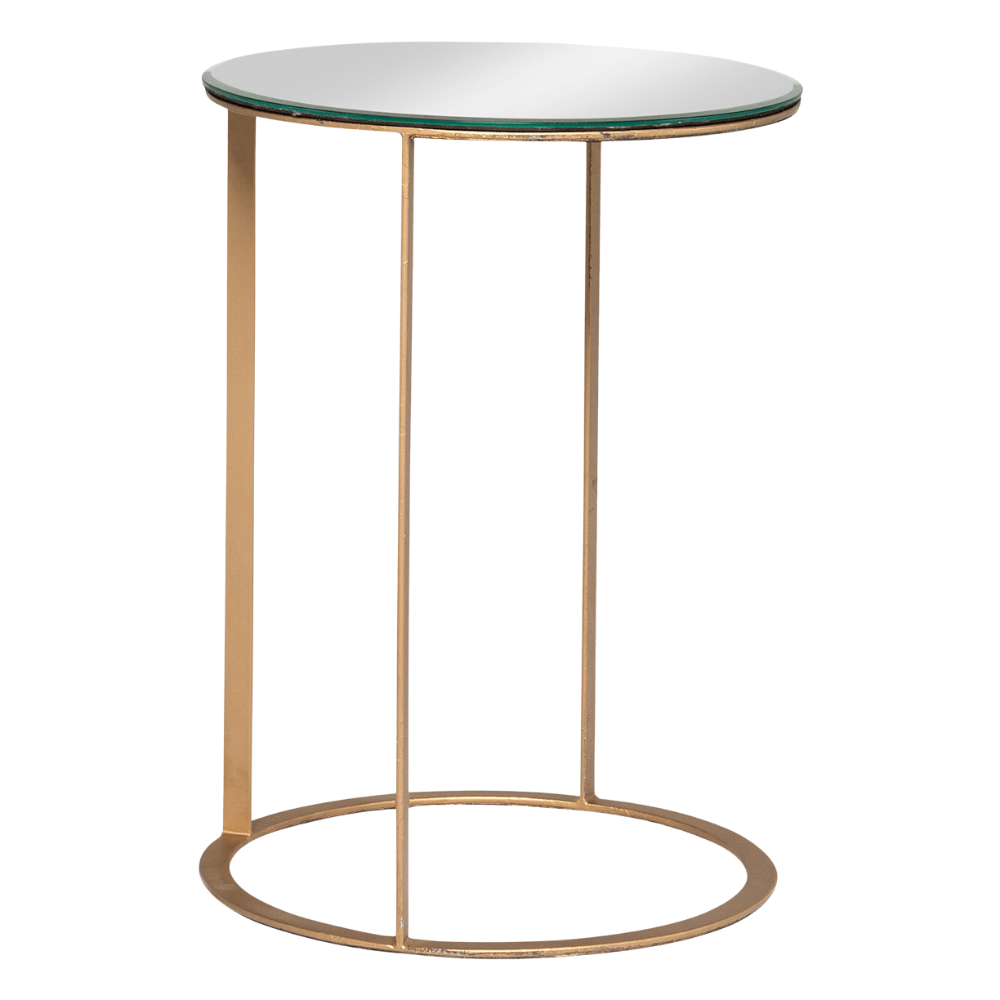 Mesa Ana Eliza Dourada com Tampo Espelho