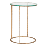 Mesa Ana Eliza Dourada com Tampo Vidro