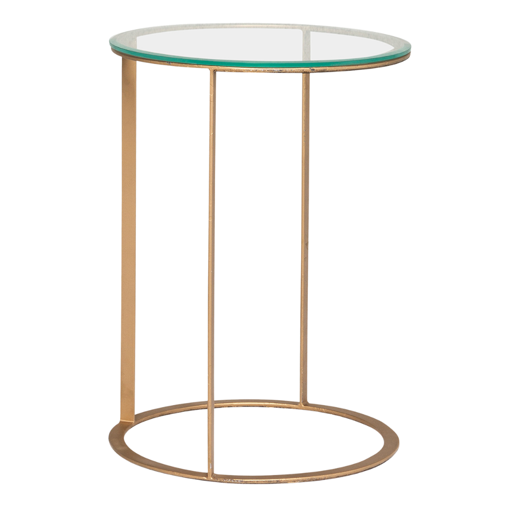 Mesa Ana Eliza Dourada com Tampo Vidro