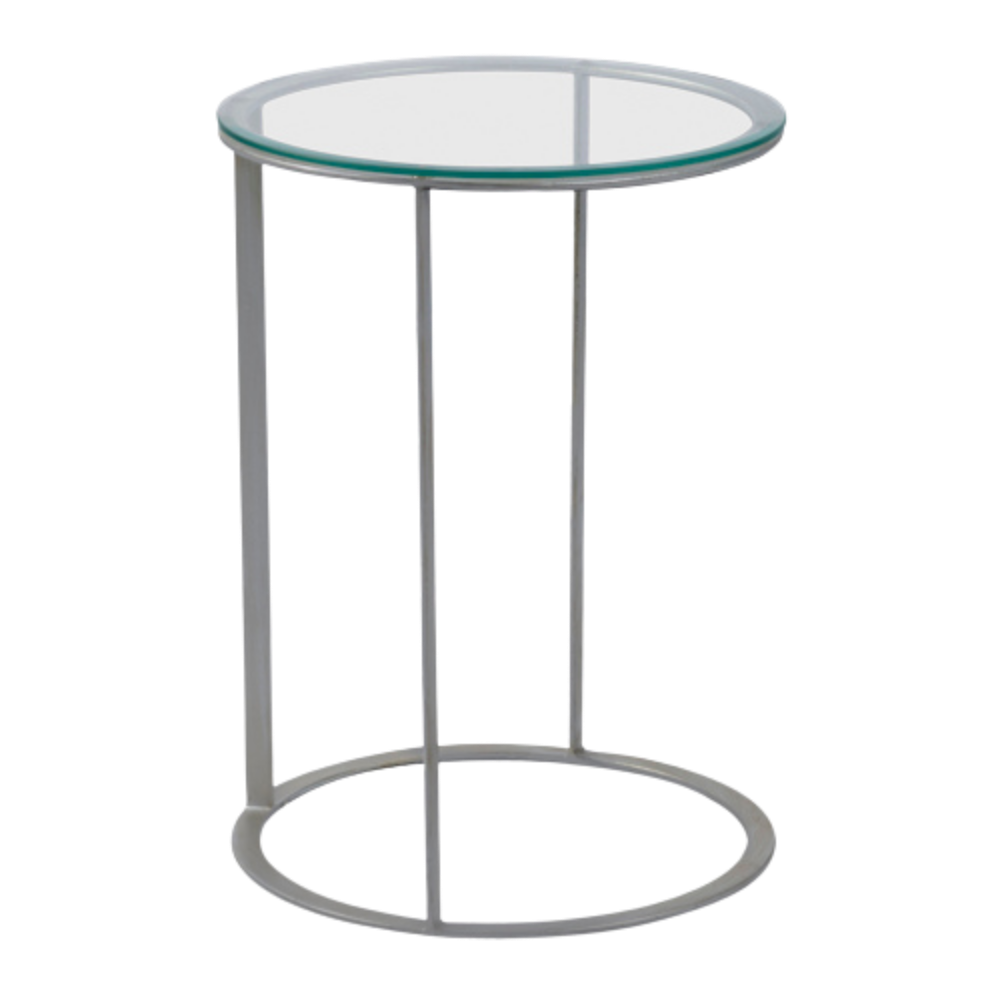 Mesa Ana Eliza Prata com Tampo Vidro