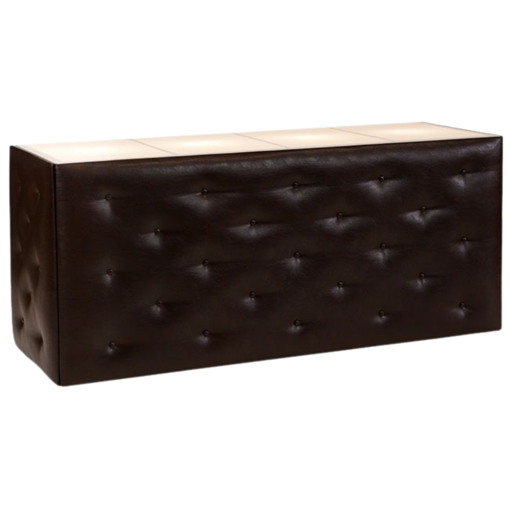 Balcão Butonê Couro Marrom com Tampo Acrílico