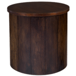 Mesa Cilíndrica Madeira Ripada com Tampo Madeira