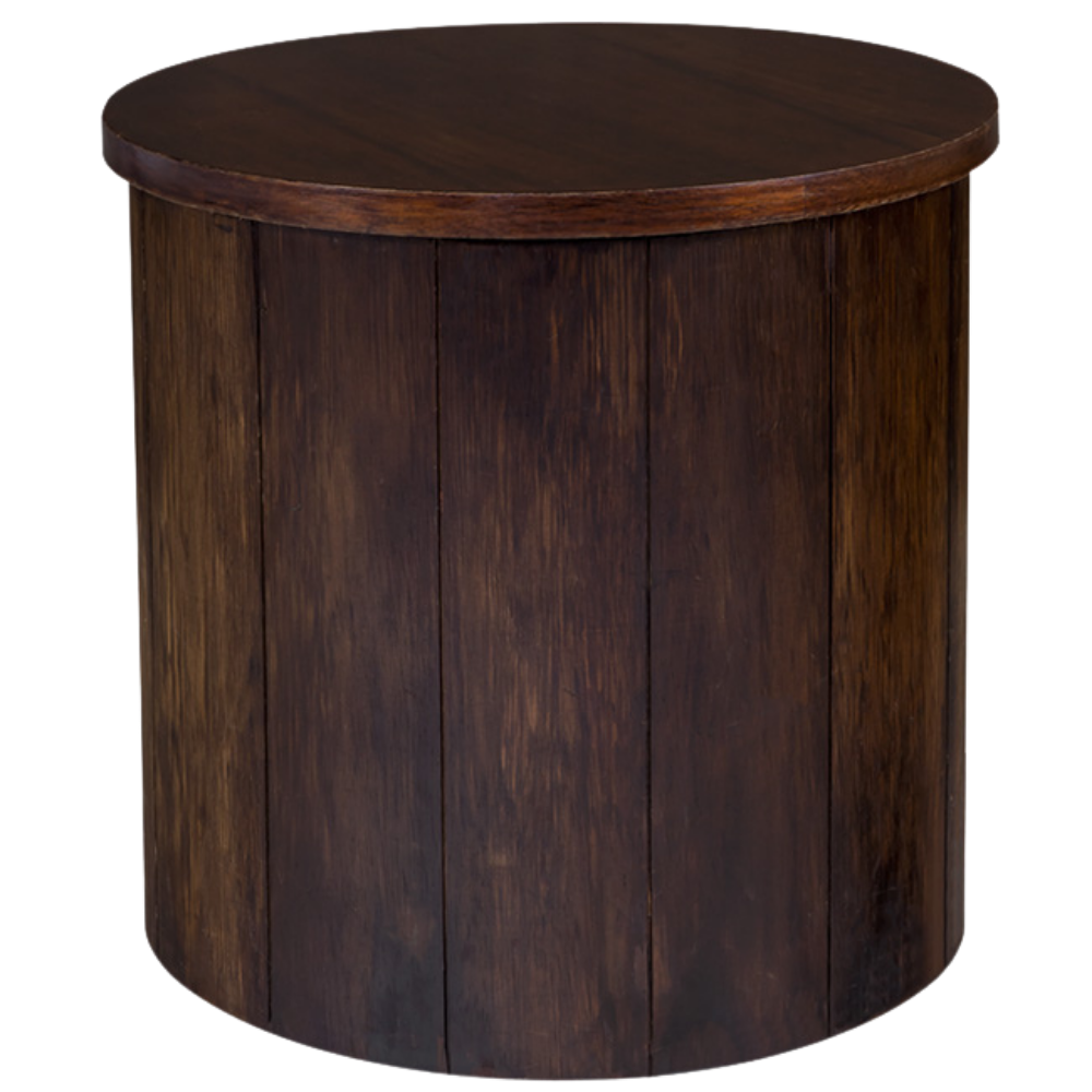 Mesa Cilíndrica Madeira Ripada com Tampo Madeira