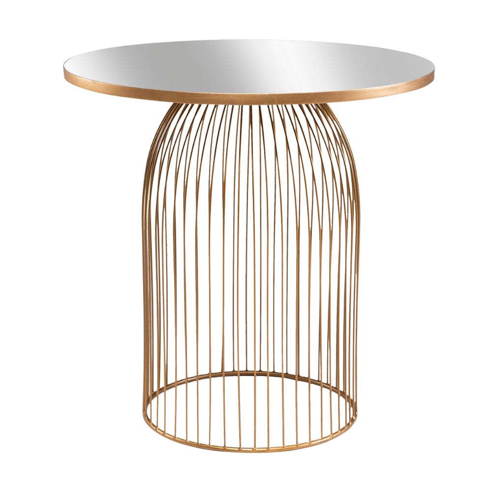 Mesa Gaiola Ouro Velho com Tampo Espelho