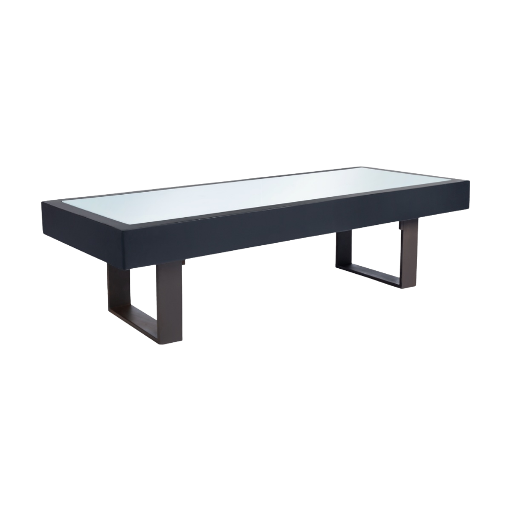 Mesa Balcão Baixa em Laca com Tampo Iluminado com Base Ferro Marrom