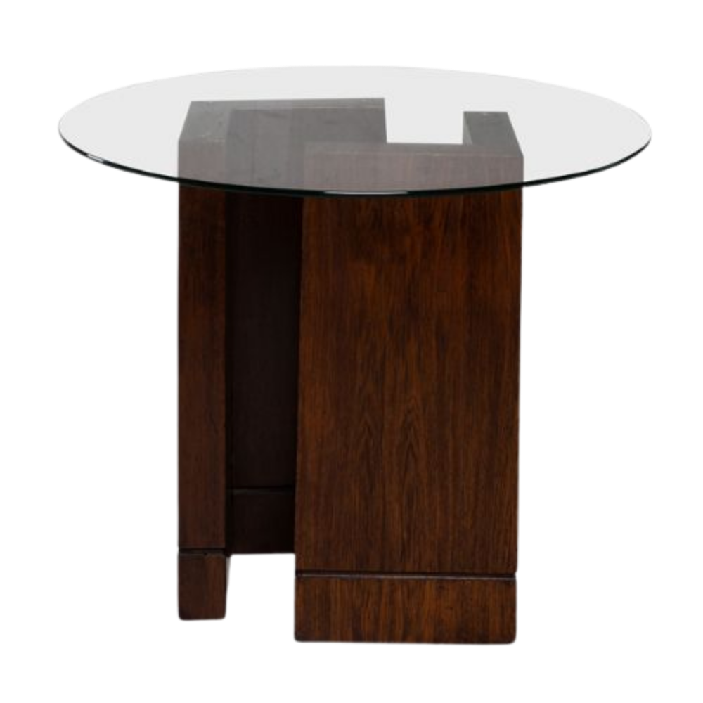 Tampo de Vidro Transparente com Base Elle Madeira