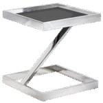 Mesa Chapelle Lateral Prata com Vidro Fumê