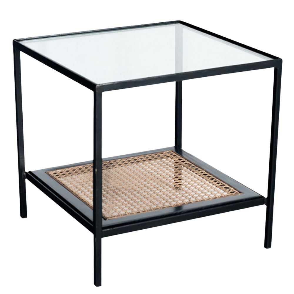 Mesa Ferro Preto Lateral com Palha Inferior Preta