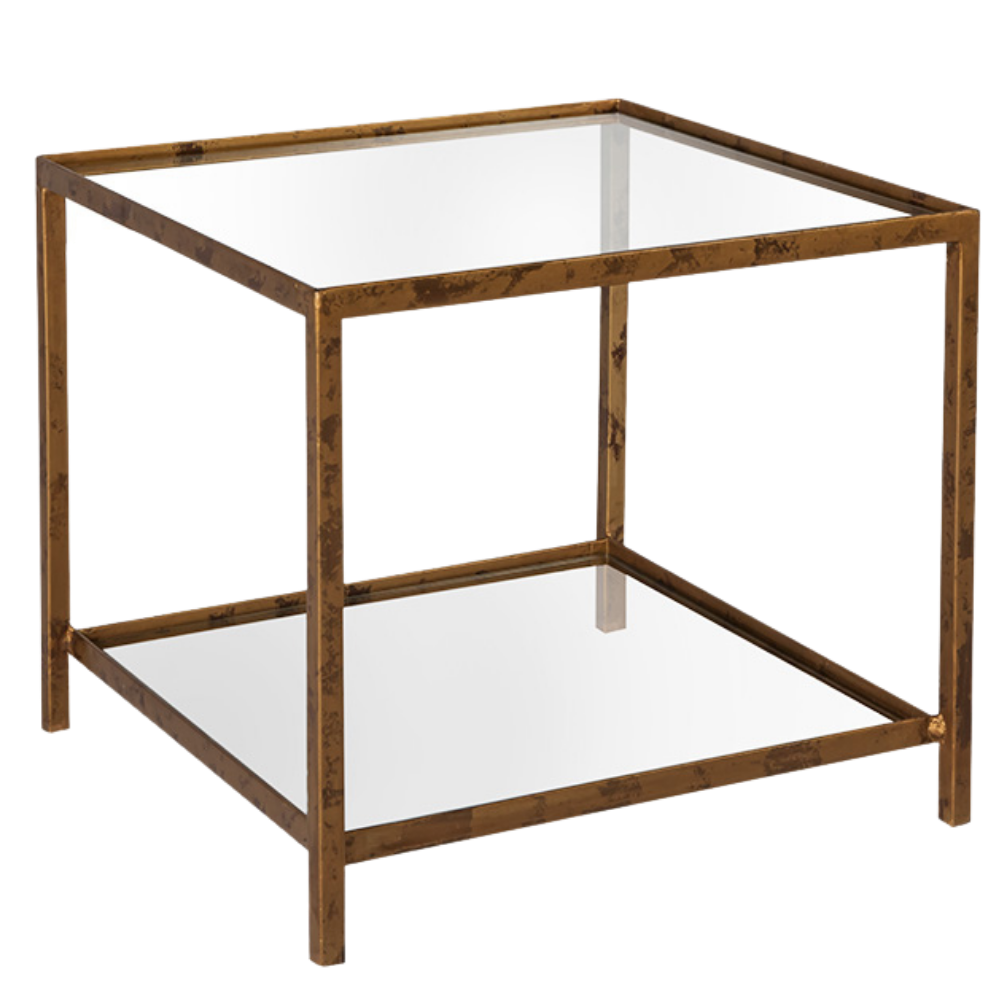 Mesa Ferro Ouro Velho Lateral com Vidro