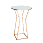 Bistrô Alto Base Ampulheta Dourada com Tampo Espelho Friso Dourado