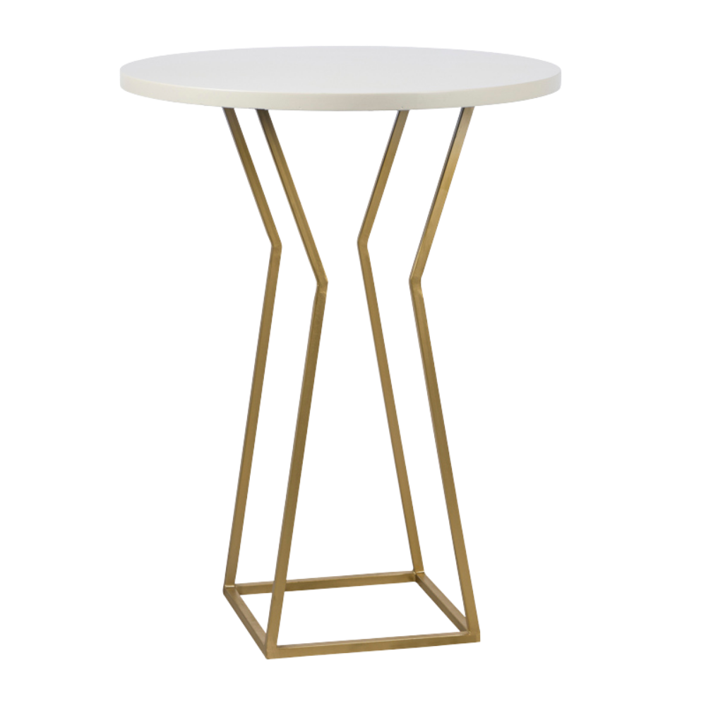 Bistrô Ampulheta Alto Base Dourada com Tampo Laca