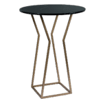 Bistrô Alto Base Ampulheta Dourada com Tampo Mármore Preto