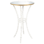 Bistrô Alto Base Bambu Branca com Tampo Espelho Friso Dourado