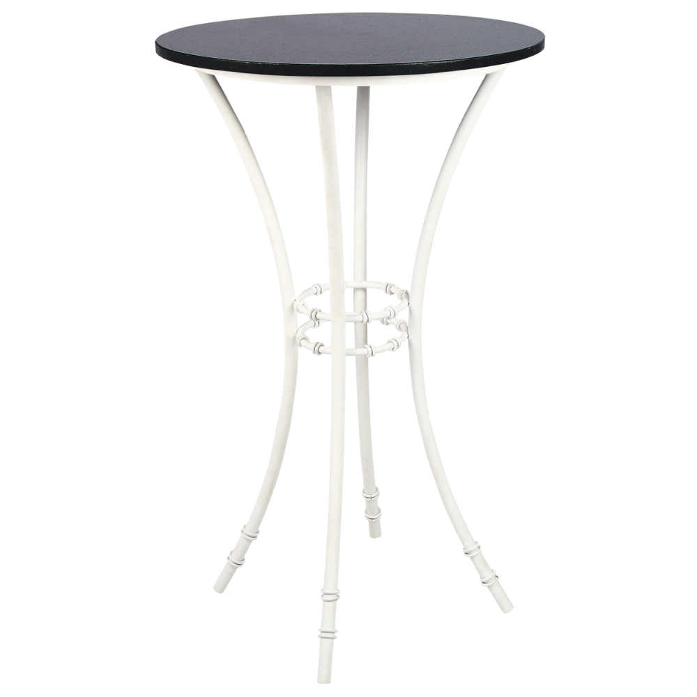 Bistrô Alto Base Bambu Branca com Tampo Granito Preto