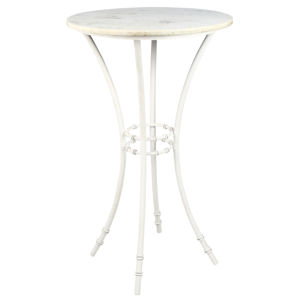Bistrô Alto Base Bambu Branca com Tampo Mármore Branco