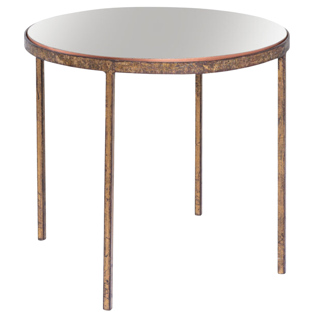 Mesa Redonda Ferro Ouro Velho com Tampo Espelho Bronze
