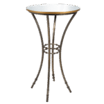 Bistrô Alto Base Bambu Ferro Cinza com Tampo Espelho Friso Dourado