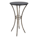 Bistrô Alto Base Bambu Ferro Cinza com Tampo Granito Preto