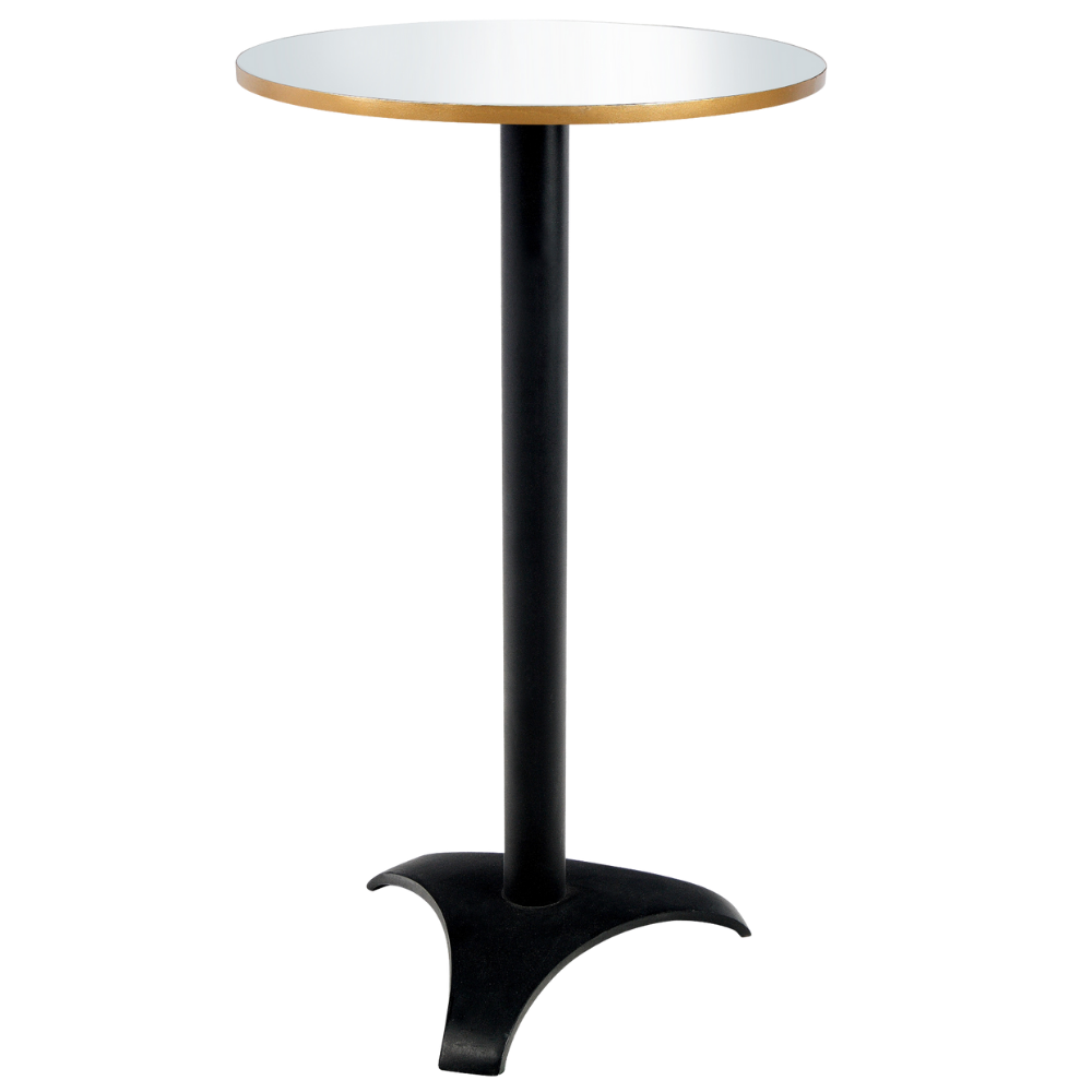 Bistrô Alto Base Preta com Tampo Espelho Friso Dourado