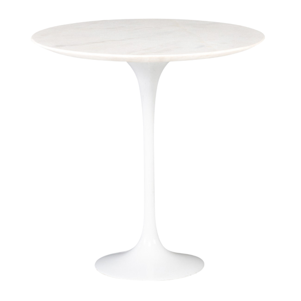 Mesa Saarinen Lateral Branca com Tampo Mármore Branco