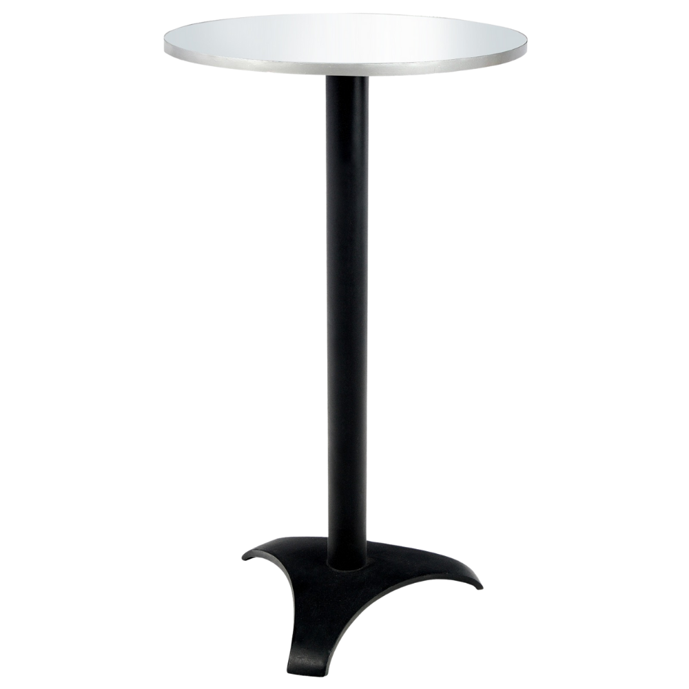 Bistrô Alto Base Preta com Tampo Espelho Friso Prata