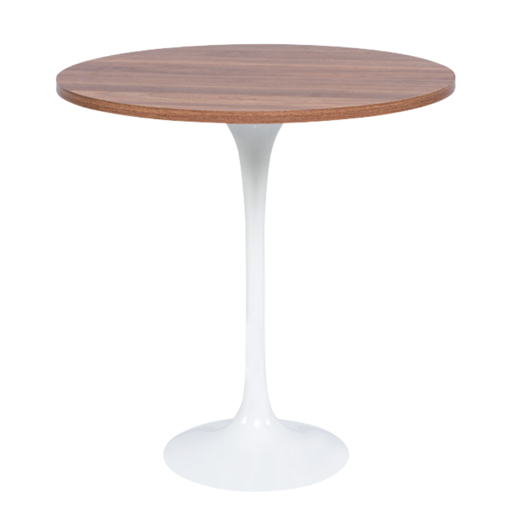 Mesa Saarinen Lateral Branca com Tampo Madeira