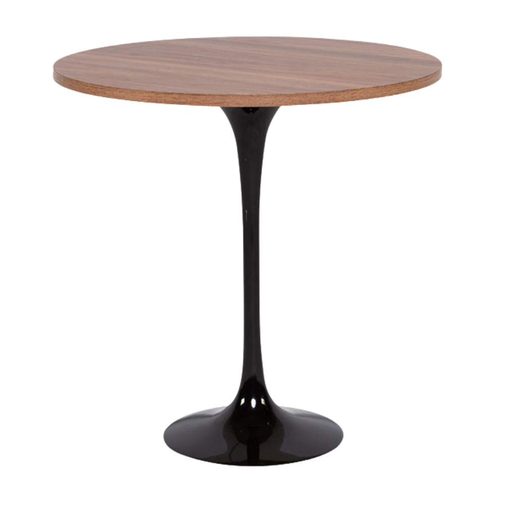 Mesa Saarinen Lateral Preta com Tampo Madeira