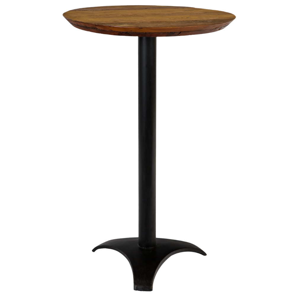 Bistrô Alto Base Preta com Tampo Madeira Demolição
