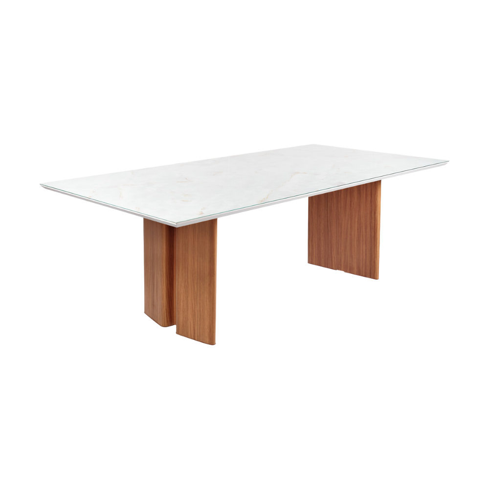 Mesa Ônix Retangular com Base Madeira